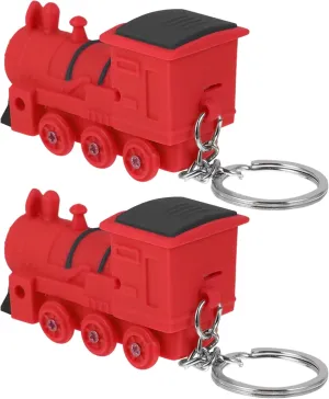 1 Set 2 Pcs Key Chain Glowing Keychain Train Keychain with Sound Decorative Keychain Train Pendant Keychain Crafts for Adults Led Key Fob Key Ring Handbag Bag Metal Toddler