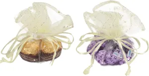 100Pcs Beige Organza Tulle Circles with Drawstring, 9.8 Inch Round Organza Bags Jewelry Candy Pouch Christmas Wedding Party Favor Gift Bags