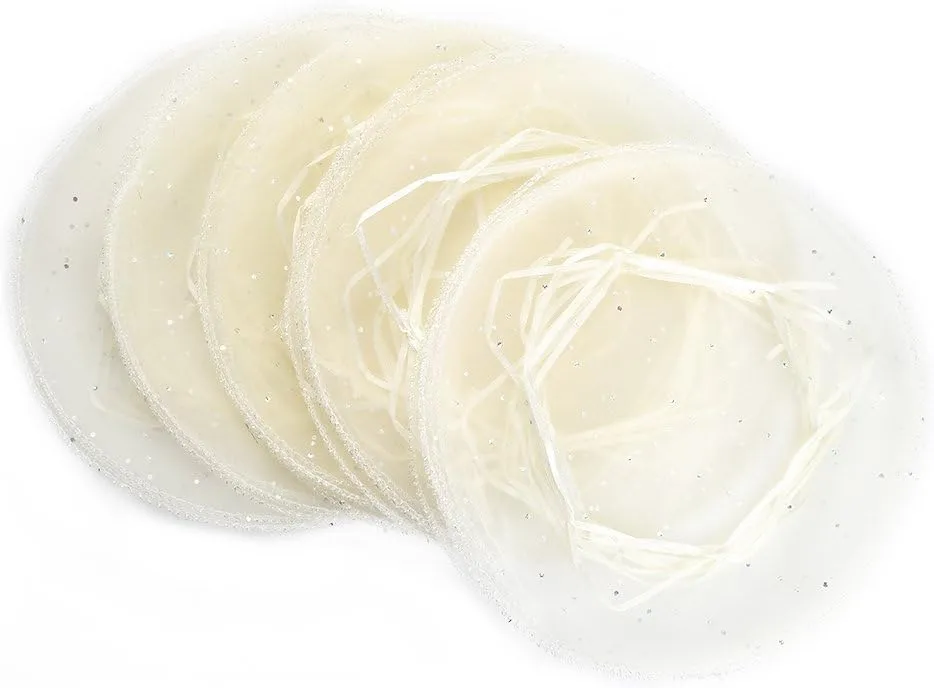100Pcs Beige Organza Tulle Circles with Drawstring, 9.8 Inch Round Organza Bags Jewelry Candy Pouch Christmas Wedding Party Favor Gift Bags