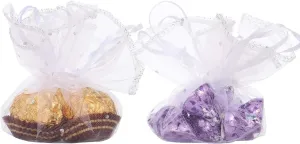 100Pcs White Organza Tulle Circles with Drawstring, Round Organza Bags Jewelry Candy Pouch Christmas Wedding Party Favor Gift Bags
