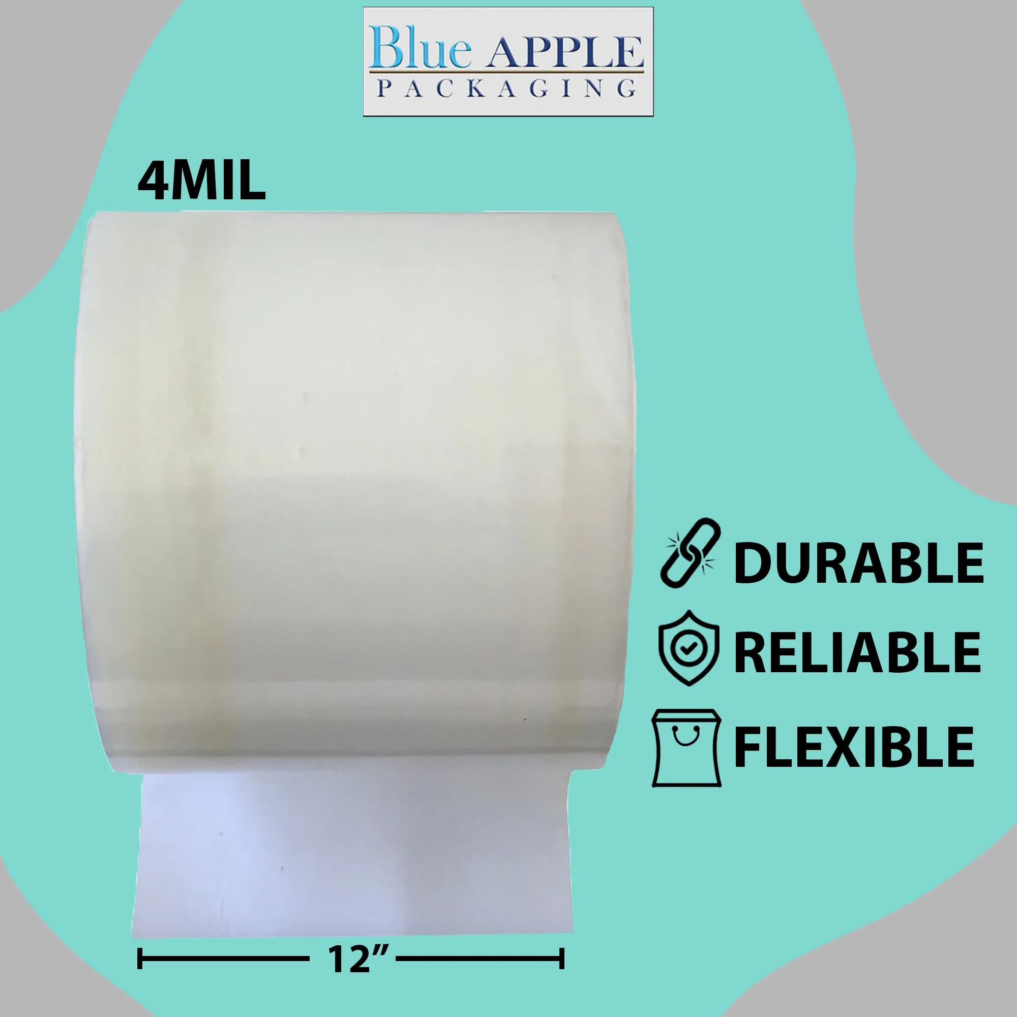 12 inch x 1075ft Poly Tubing Roll 4 Mil LDPE Low Density