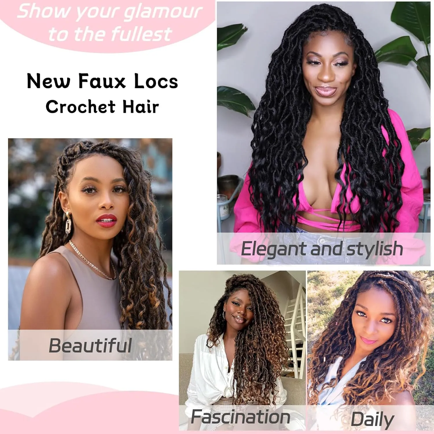 18 Inch New Faux Locs Crochet Braids With Curly Ends 7 Packs Pre-looped Goddess Faux Locs Crochet Hair Synthetic Soft Locs Hair Extensions for Women (12Strands/pack T27#)