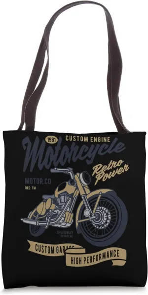 1981 Custom Engine Motorcyle Retro Power Tote Bag