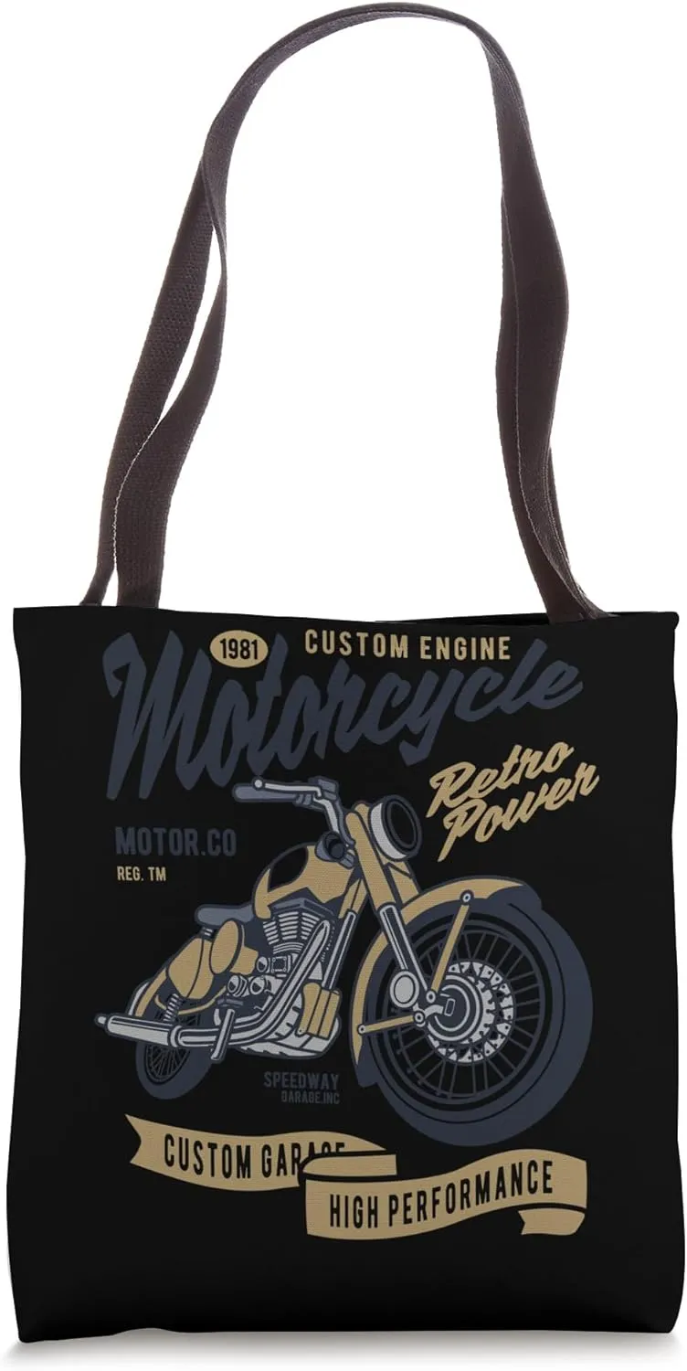 1981 Custom Engine Motorcyle Retro Power Tote Bag