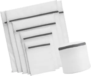 1Set Zipper Laundry Bag for Underwear and Clothes Multi Mesh Wash Bags for Travel and Home Use Washing Machine White