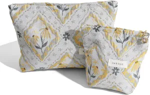 2 Pieces Travel Makeup Pouch,Large Capacity Cosmetic Bag for Women,Sage Green Flower Relief Cosmetic Organizer,Portable Toiletry Pouch,Seal with Zipper