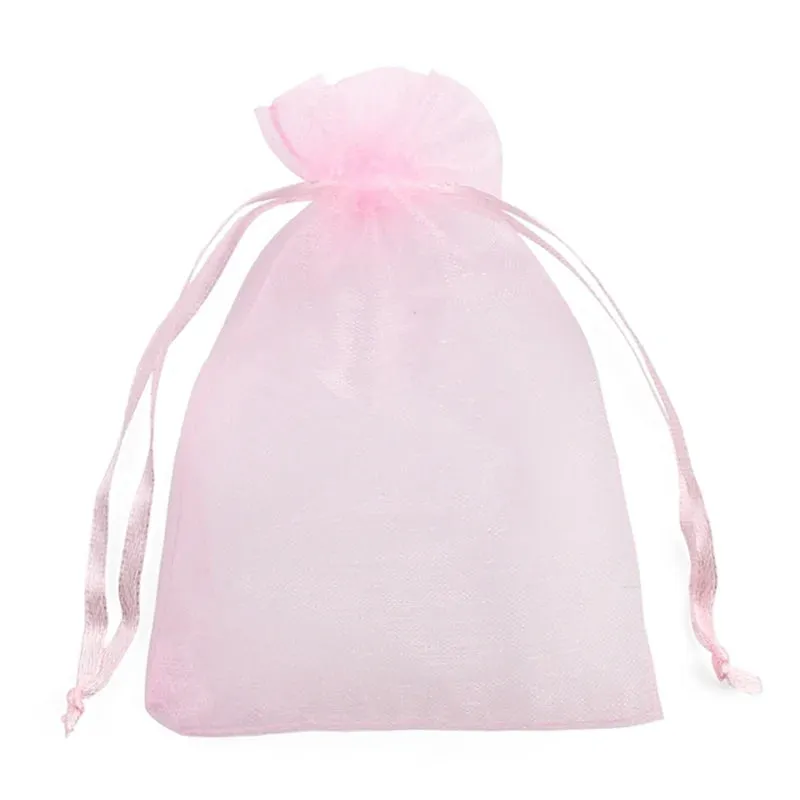 25/50pcs Drawstring Organza Bags – Small Pouches for Jewelry, Makeup, Wedding Packaging, and Gift Bags