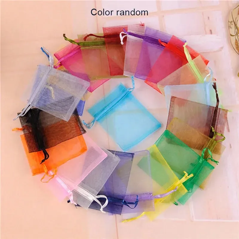 25/50pcs Drawstring Organza Bags – Small Pouches for Jewelry, Makeup, Wedding Packaging, and Gift Bags