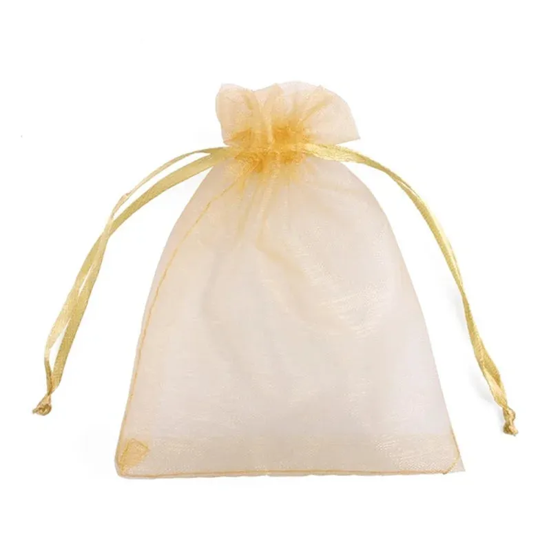 25/50pcs Drawstring Organza Bags – Small Pouches for Jewelry, Makeup, Wedding Packaging, and Gift Bags