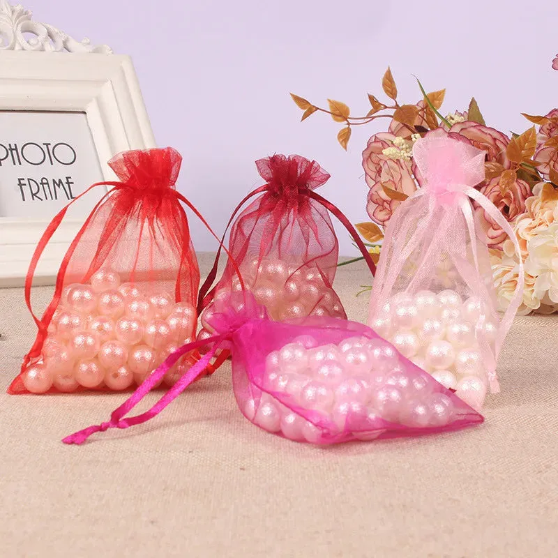 25/50pcs Drawstring Organza Bags – Small Pouches for Jewelry, Makeup, Wedding Packaging, and Gift Bags