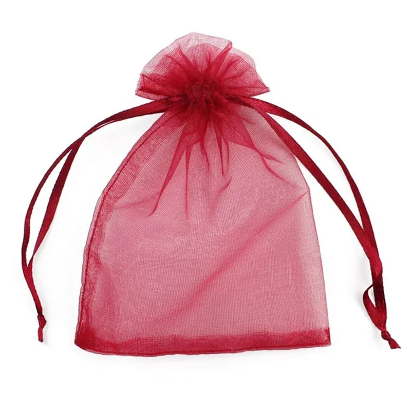 25/50pcs Drawstring Organza Bags – Small Pouches for Jewelry, Makeup, Wedding Packaging, and Gift Bags