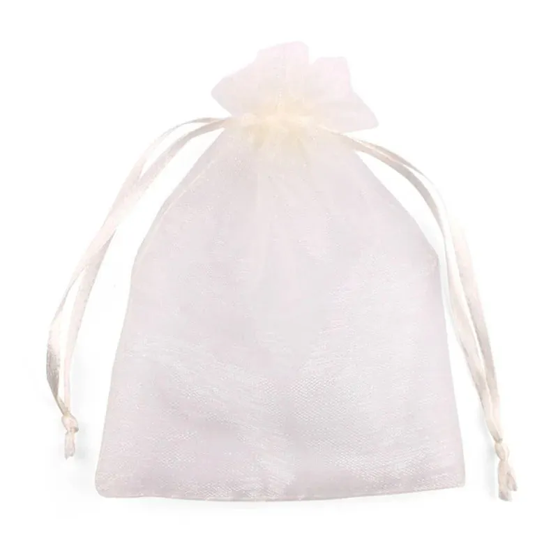25/50pcs Drawstring Organza Bags – Small Pouches for Jewelry, Makeup, Wedding Packaging, and Gift Bags