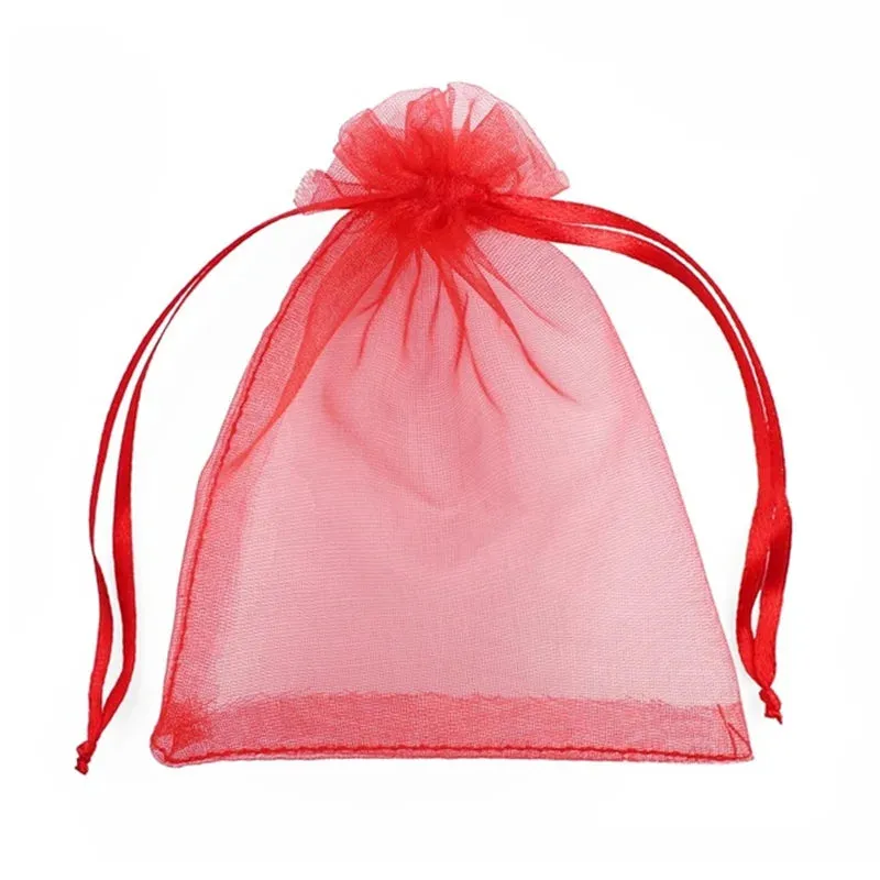 25/50pcs Drawstring Organza Bags – Small Pouches for Jewelry, Makeup, Wedding Packaging, and Gift Bags