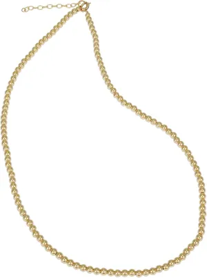 3mm Gold Filled Beaded Necklace with Extension, Great Gift Idea, Tarnish and Fade Free