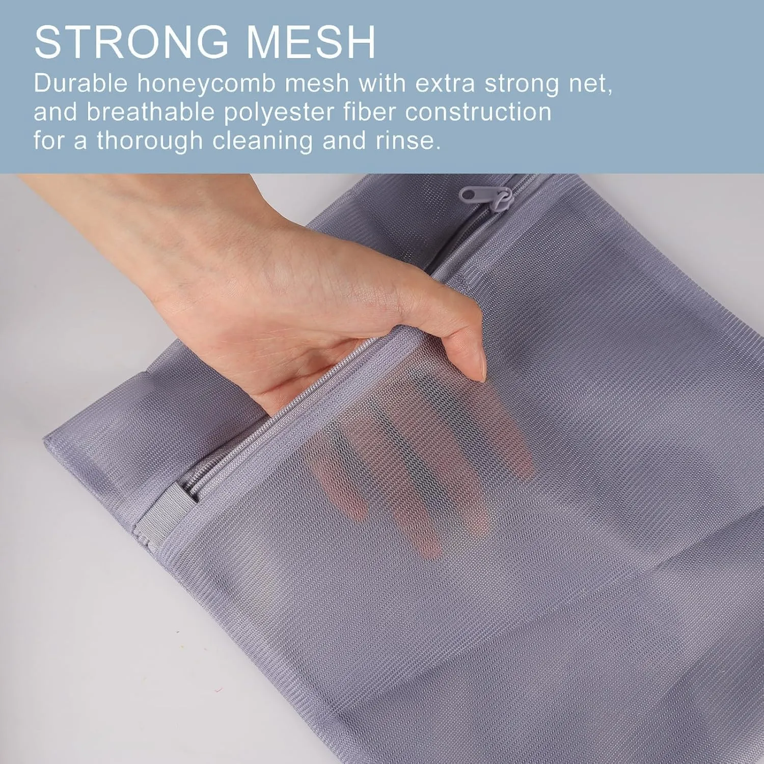 3Pcs Mesh Laundry Bags for Delicates with Premium Zipper, Travel Storage Organize Bag, Clothing Washing Bags for Laundry (GRAY, 6)
