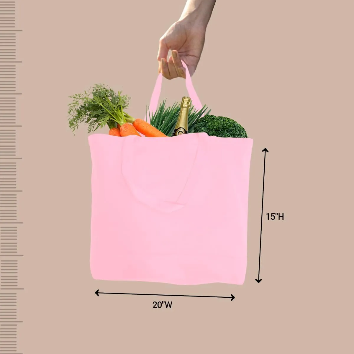 5 | 6 | 12 | 24 | 48 | 192 Heavy Cotton Canvas Tote Bag Jumbo 25L Reusable Grocery Bags
