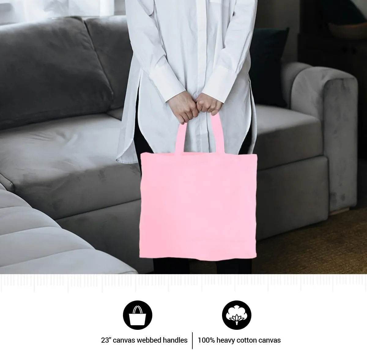 5 | 6 | 12 | 24 | 48 | 192 Heavy Cotton Canvas Tote Bag Jumbo 25L Reusable Grocery Bags