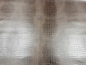 53/54" Wide Gator Fake Leather Upholstery, 3-D Crocodile Skin Texture Faux Leather PVC Vinyl Fabric (1/2 Half of Yard, Brown)