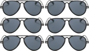 6 Pack Aviator Sunglasses Kids UV400 Protection Lens Plastic Toddler Aviators Bulk Sunglasses for Boys Girls