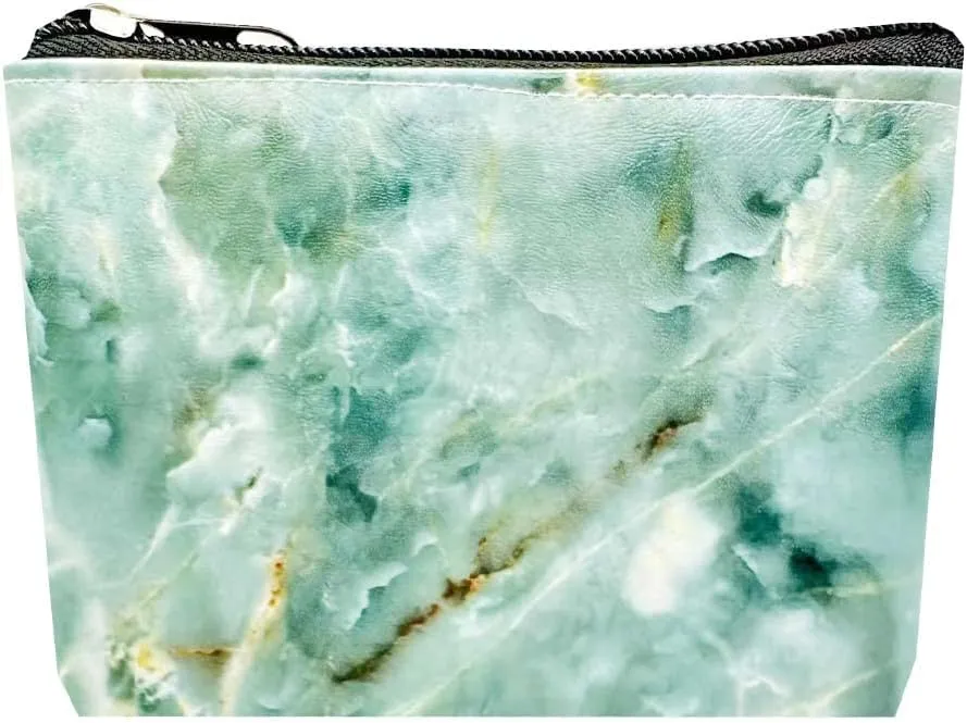 6 Pack PU Leather Zipper Bags Makeup Lipstick Cosmetic Organizer Storage Pouch Carrying Purse (Marble Pattern, Small 3.1" x 5.1")