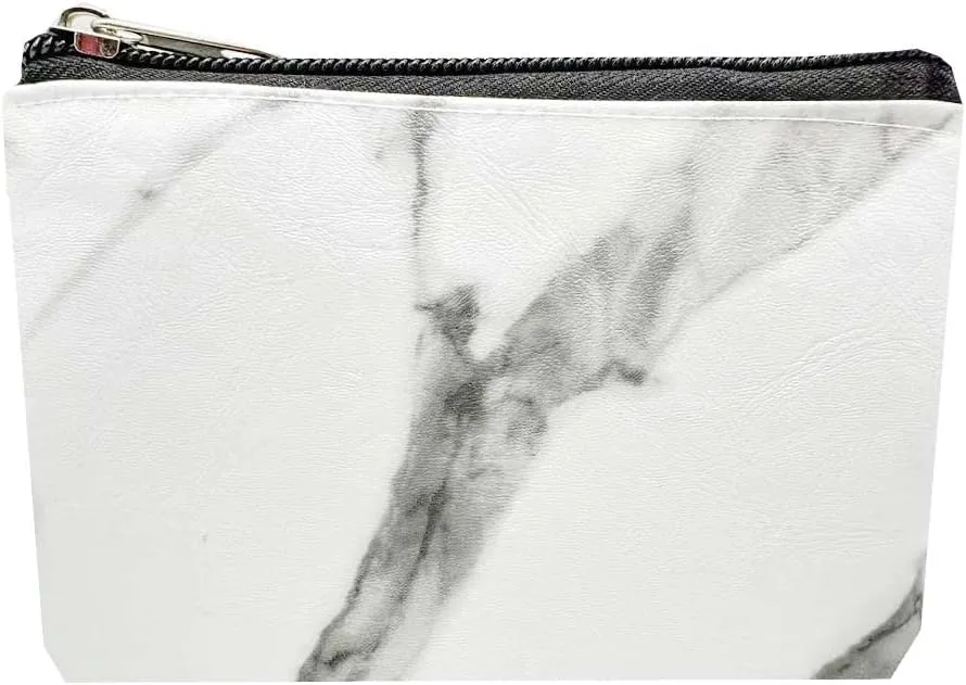 6 Pack PU Leather Zipper Bags Makeup Lipstick Cosmetic Organizer Storage Pouch Carrying Purse (Marble Pattern, Small 3.1" x 5.1")