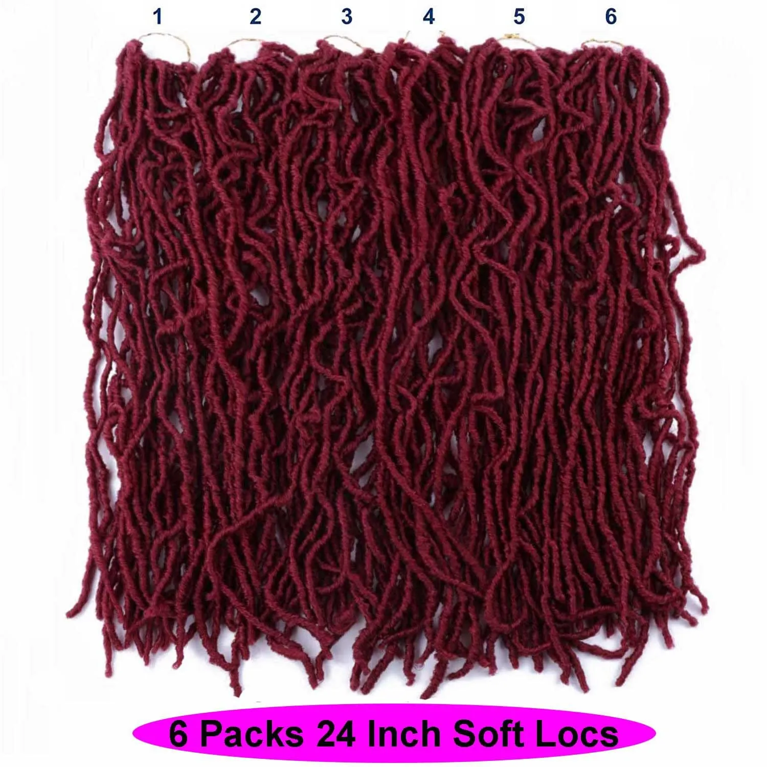 6 Packs Soft Locs Crochet Hair Pre Looped Faux Locs Crochet Braids Goddess Locs Dreadlocs Synthetic Hair For Black Women (118#, 24 Inch (Pack of 6))