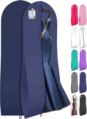 72" Tapered Long Dress Bags for Gowns - Wedding Dress Garment Bag for Dresses - Long Garment Bags for Hanging Clothes & Closet Storage, Dress Bag for Airplane Travel for Women with ID Window