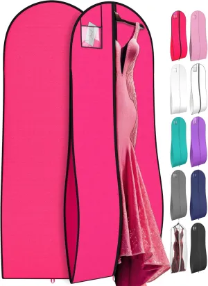 72" Tapered Long Dress Bags for Gowns - Wedding Dress Garment Bag for Dresses - Long Garment Bags for Hanging Clothes & Closet Storage, Dress Bag for Airplane Travel for Women with ID Window