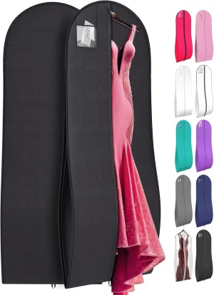 72" Tapered Long Dress Bags for Gowns - Wedding Dress Garment Bag for Dresses - Long Garment Bags for Hanging Clothes & Closet Storage, Dress Bag for Airplane Travel for Women with ID Window