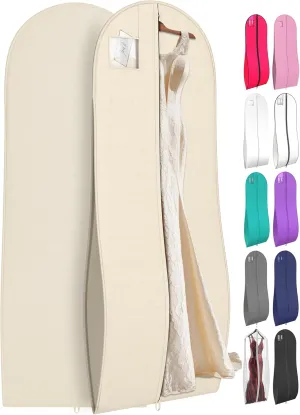 72" Tapered Long Dress Bags for Gowns - Wedding Dress Garment Bag for Dresses - Long Garment Bags for Hanging Clothes & Closet Storage, Dress Bag for Airplane Travel for Women with ID Window