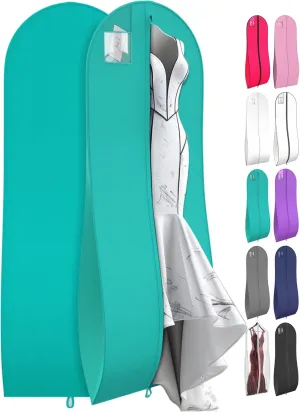 72" Tapered Long Dress Bags for Gowns - Wedding Dress Garment Bag for Dresses - Long Garment Bags for Hanging Clothes & Closet Storage, Dress Bag for Airplane Travel for Women with ID Window