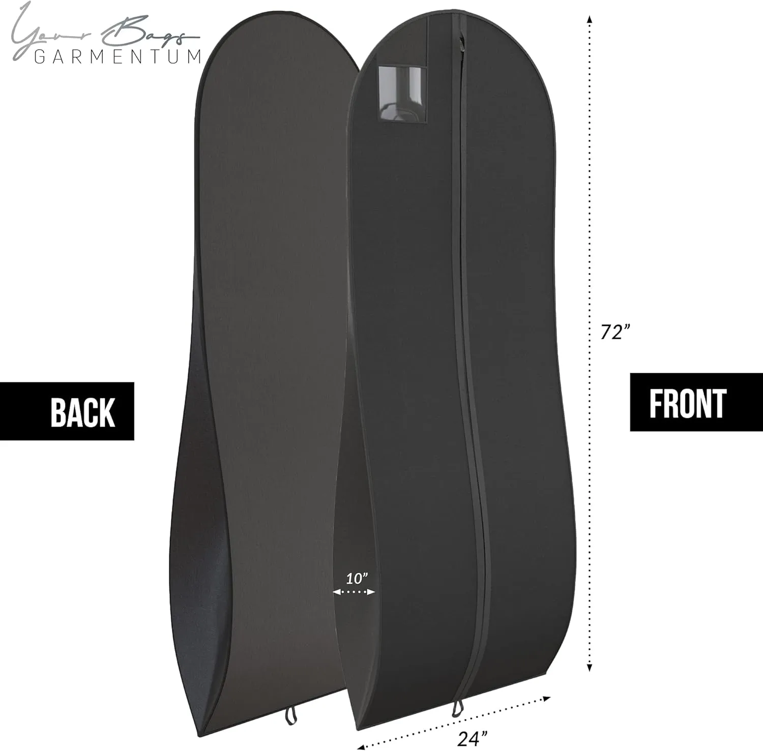 72" Tapered Long Dress Bags for Gowns - Wedding Dress Garment Bag for Dresses - Long Garment Bags for Hanging Clothes & Closet Storage, Dress Bag for Airplane Travel for Women with ID Window