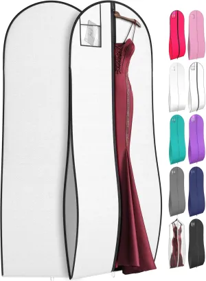 72" Tapered Long Dress Bags for Gowns - Wedding Dress Garment Bag for Dresses - Long Garment Bags for Hanging Clothes & Closet Storage, Dress Bag for Airplane Travel for Women with ID Window