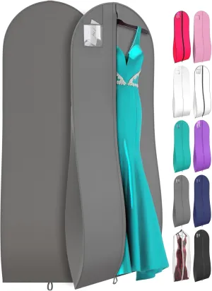 72" Tapered Long Dress Bags for Gowns - Wedding Dress Garment Bag for Dresses - Long Garment Bags for Hanging Clothes & Closet Storage, Dress Bag for Airplane