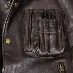 ABz Leathers Men's Dark Brown Distressed Classic Aviator Vintage Pilot-Style With Multiple Pockets Leather Vest