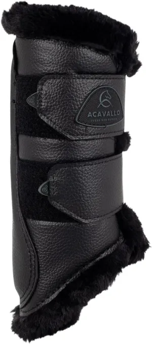Acavallo Front Brushing Boots Eco-Leather & Faux Sheepskin, Large Size, Black