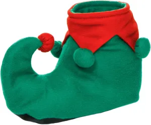 Adult Christmas Elf Shoes, Polyester Flannel with Pompoms and Faux Leather Soles