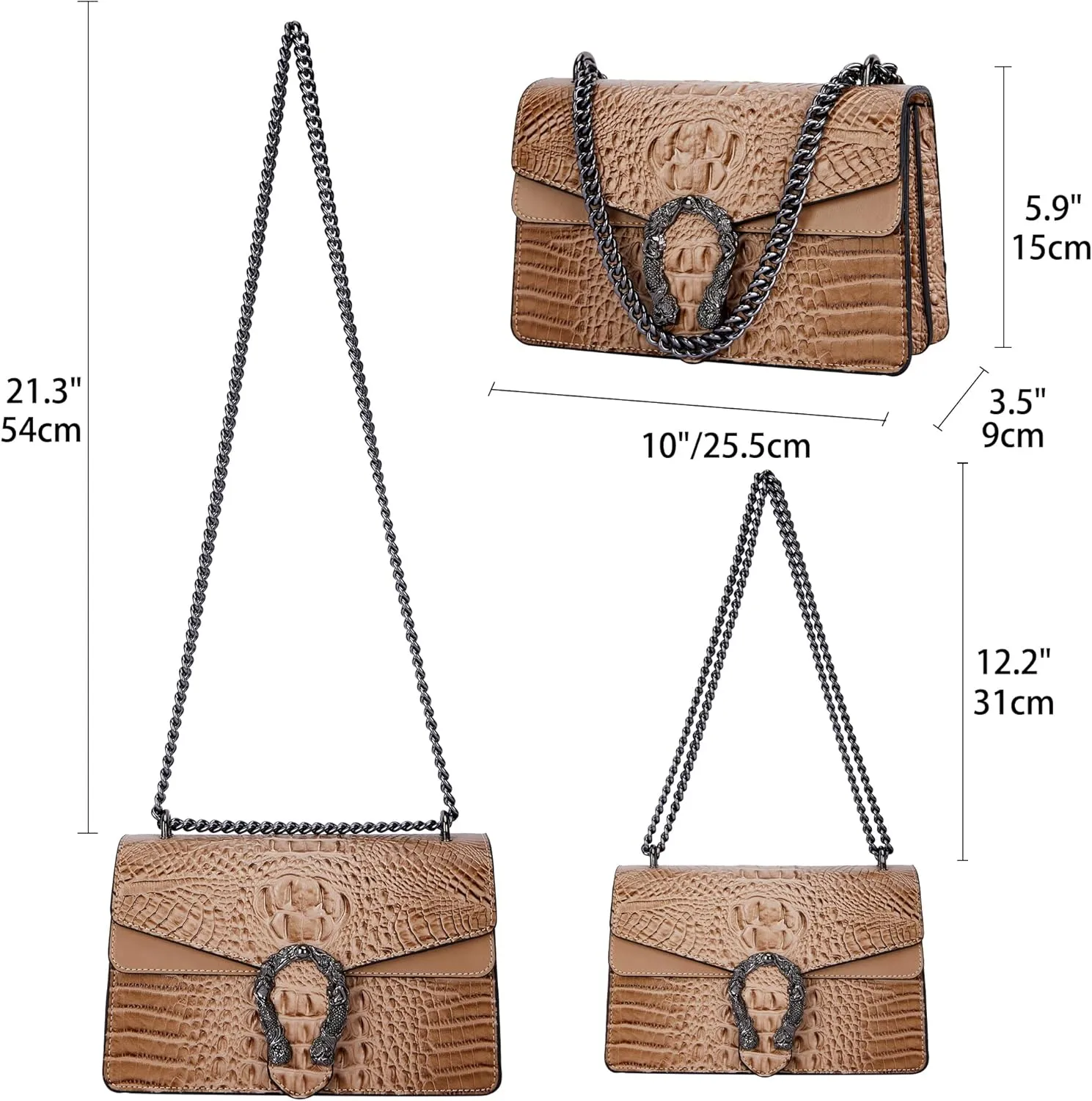 Aiqudou Crossbody Bag and Satchel Purse for Women - Fashion Snake Print Chain Purse Luxury PU Leather HandBag