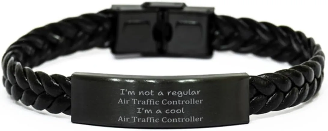 Air Traffic Controller Braided Leather Bracelet - Unique Gifts for Aviation Enthusiasts