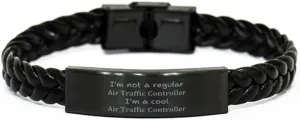 Air Traffic Controller Braided Leather Bracelet - Unique Gifts for Aviation Enthusiasts