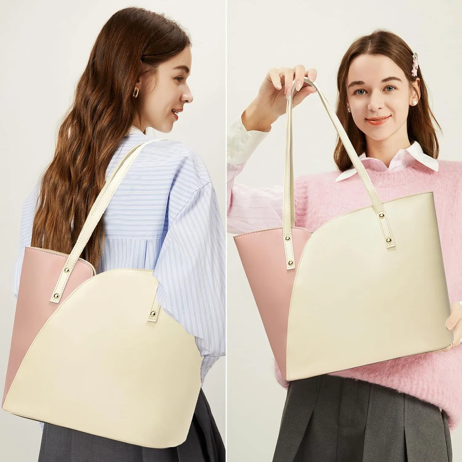 ALARION Tote Bag for Women Soft Faux Leather Shoulder Bag Ladies Zipper Tote Purses for Women Large Satchel Shoulder Handbag