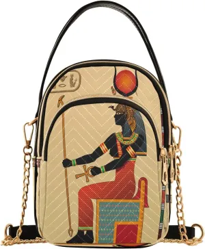 ALAZA Chain Crossbody Bags for Women Religion Of Ancient Egypt Pattern Quilted Shoulder Crossbody Handbags Travel Cross Body Cell Phone Purses Bags