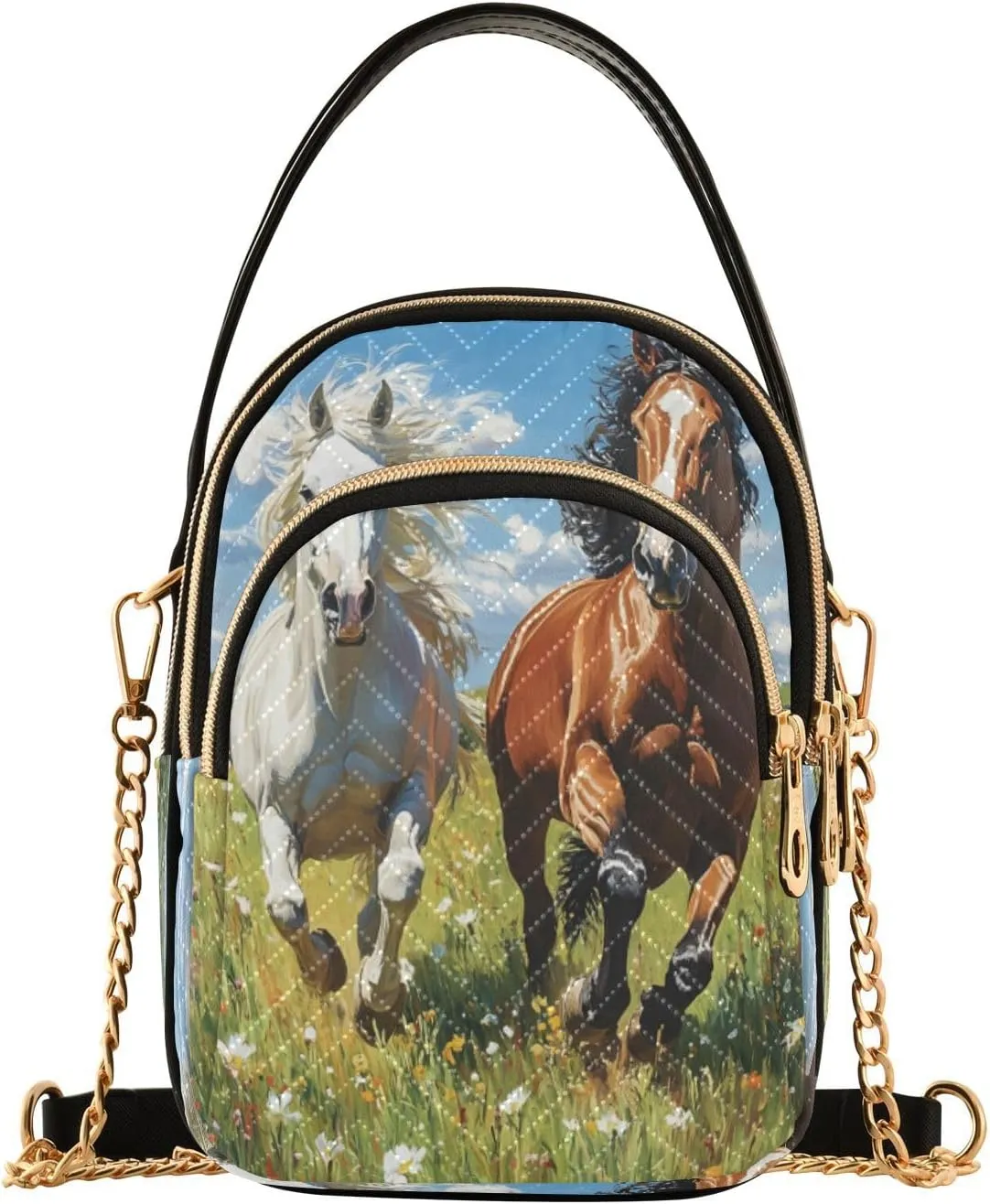 ALAZA Quilted Crossbody Bags for Women,Horse (84) Women's Crossbody Handbags Small Travel Purses Phone Bag