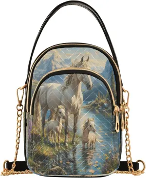 ALAZA Quilted Crossbody Bags for Women,Horse (86) Women's Crossbody Handbags Small Travel Purses Phone Bag