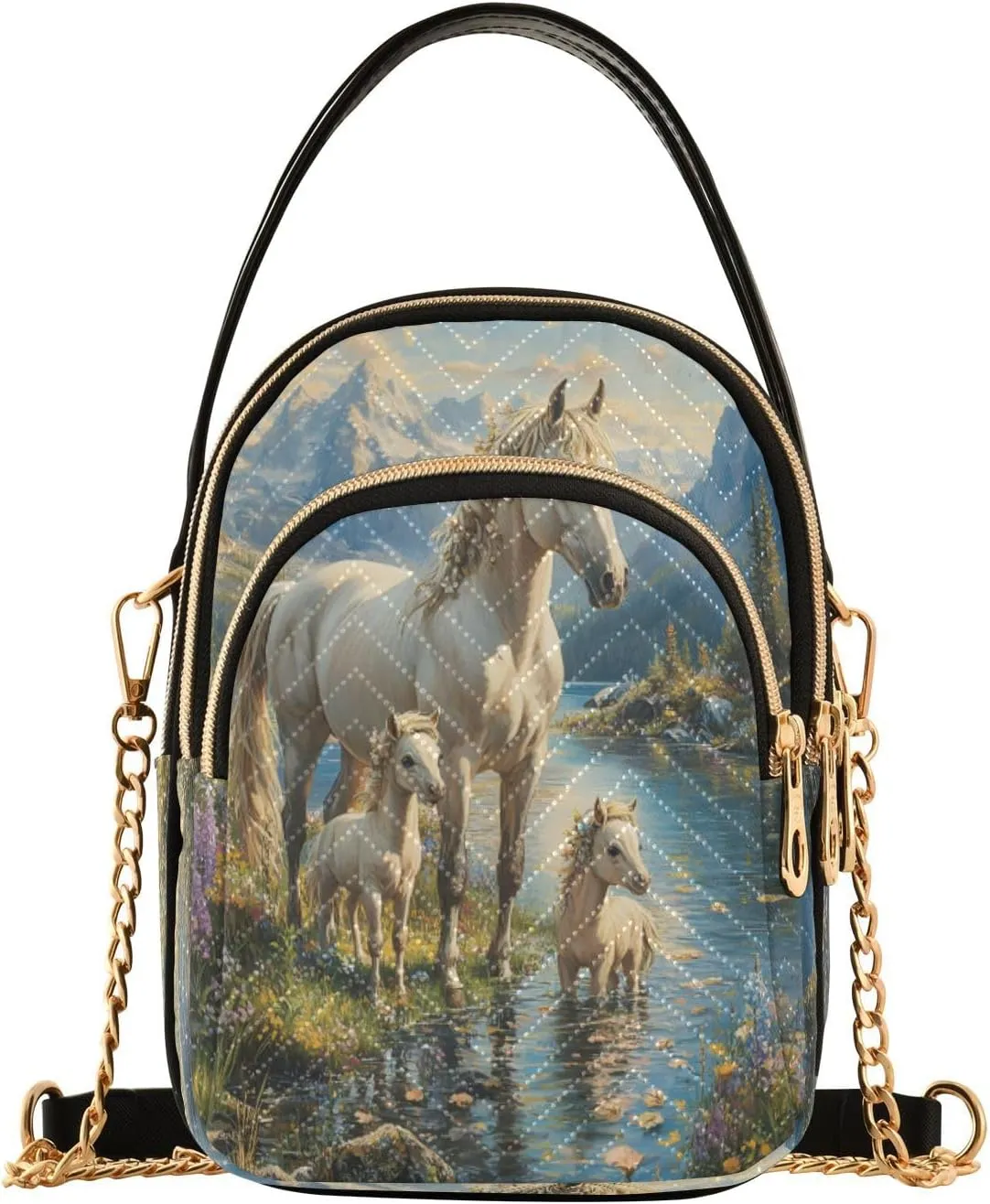 ALAZA Quilted Crossbody Bags for Women,Horse (86) Women's Crossbody Handbags Small Travel Purses Phone Bag