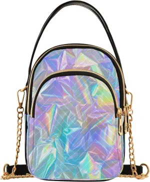 ALAZA Quilted Crossbody Bags for Women,Iridescent Rainbow Swirl Women's Crossbody Handbags Small Travel Purses Phone Bag