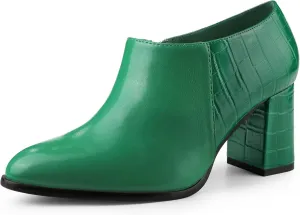 Allegra K Women's Heel Boots Pointed Toe Chunky Heels Ankle Booties