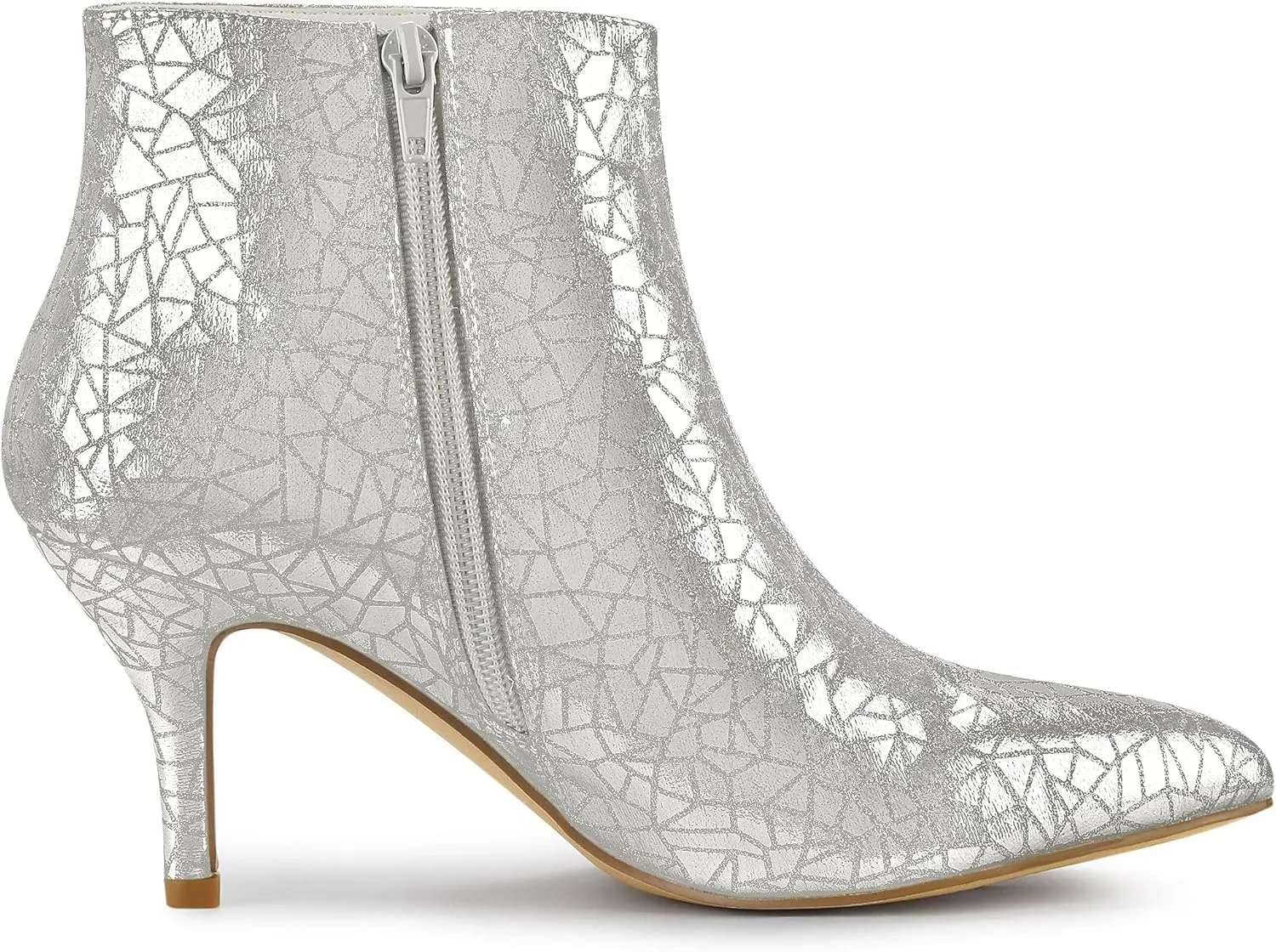 Allegra K Women's Pointed Toe Sparkly Stiletto Heels Ankle Boots