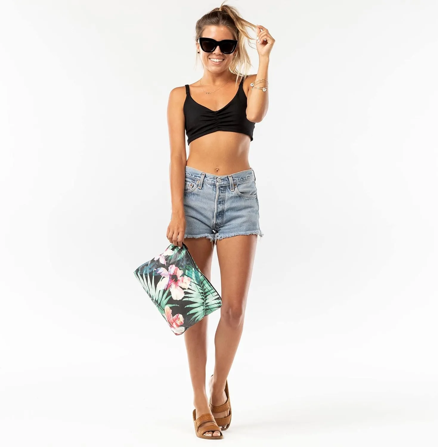 ALOHA Collection Mid Pouch, Lightweight, Packable, & Splash-Proof Pouch for Travel, Makeup, Toiletries, Organization, Gym, Pool & Beach. Easy to Clean Material. (11" x 8.5")