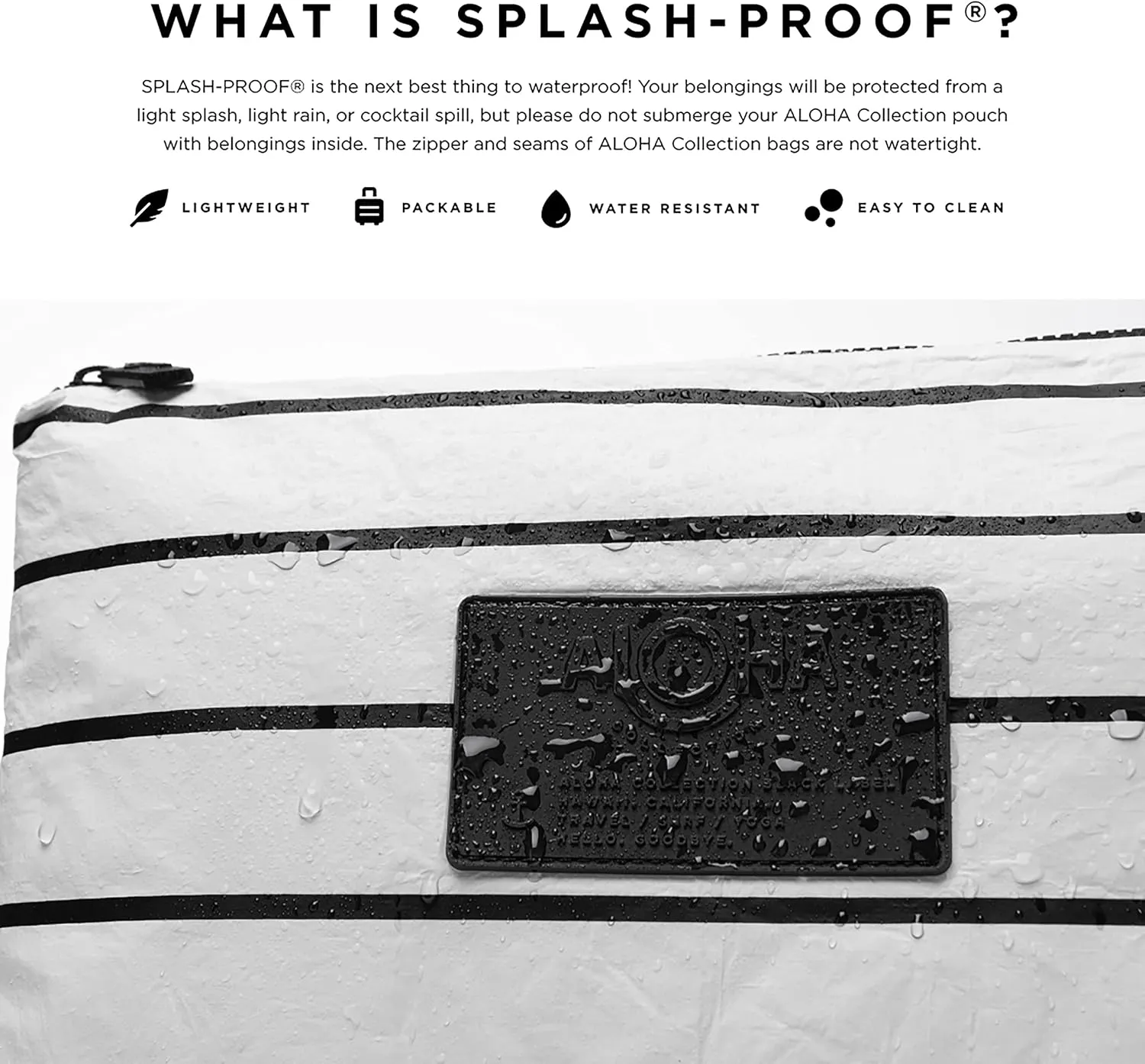 ALOHA Collection Mid Pouch, Lightweight, Packable, & Splash-Proof Pouch for Travel, Makeup, Toiletries, Organization, Gym, Pool & Beach. Easy to Clean Material. (11" x 8.5")
